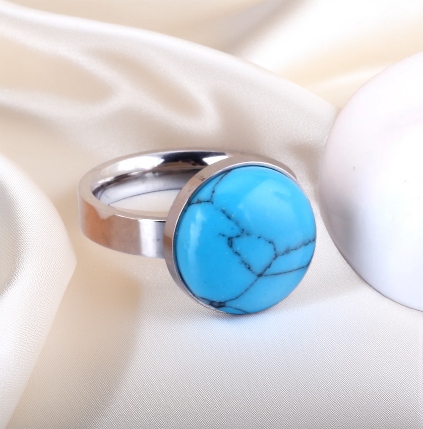 Trendy Vintage Ring For Women Blue Stone Cubic zirconia Stainless steel Rings - GoodiesRus