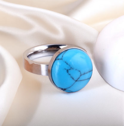 Trendy Vintage Ring For Women Blue Stone Cubic zirconia Stainless steel Rings - GoodiesRus