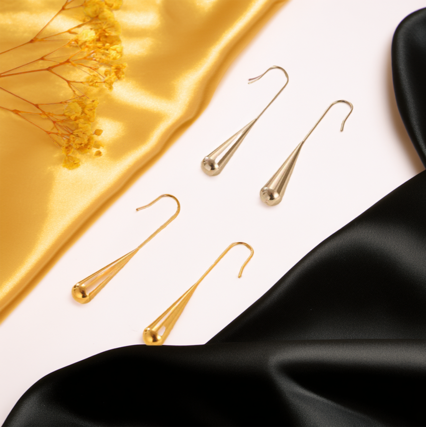 Simple stainless steel drop earrings -Hypoallergenic, tainless steel +18K Gold / 18K Rose gold plated - GoodiesRus