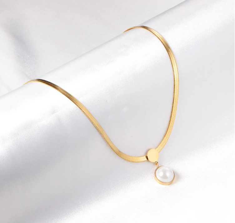 Pearl Pendant Necklace Stainless Steel Choker for Women Fashion Jewelry - GoodiesRus