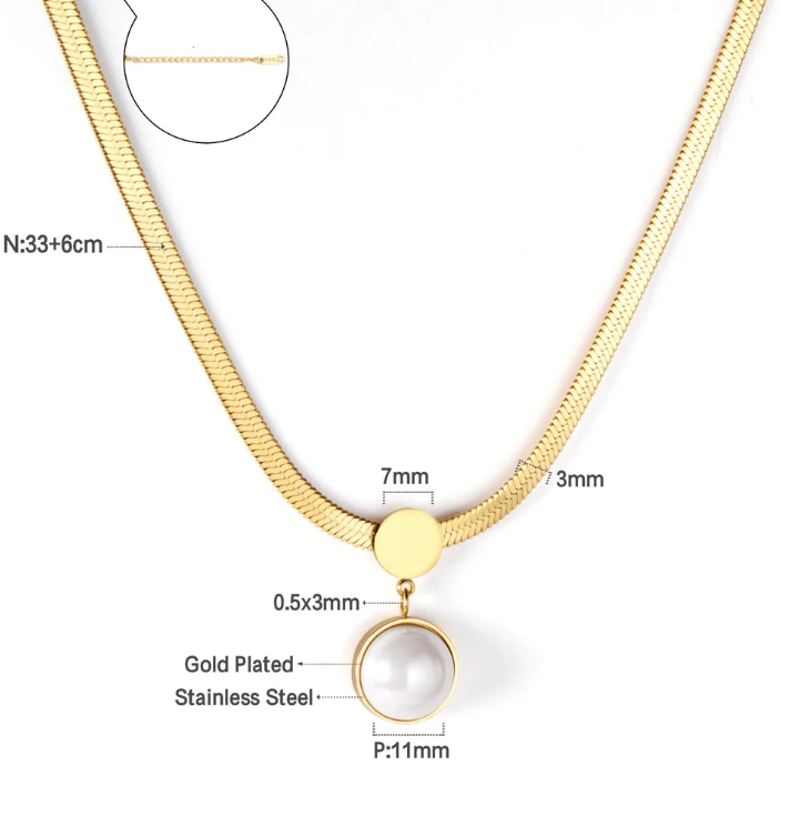 Pearl Pendant Necklace Stainless Steel Choker for Women Fashion Jewelry - GoodiesRus