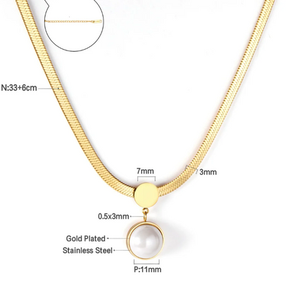 Pearl Pendant Necklace Stainless Steel Choker for Women Fashion Jewelry - GoodiesRus