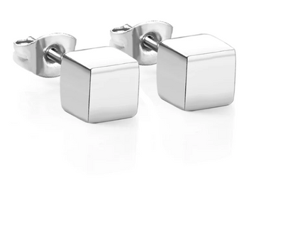 Trendy Square Earrings Smooth Cube Stud  Stainless Steel Earring-+18K Gold / 18K Rose gold plated - GoodiesRus