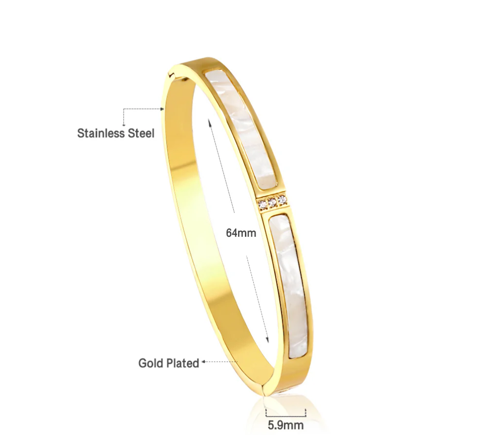 Shell Set Bangle-Stainless steel +18K Gold / 18K Rose gold plated - GoodiesRus