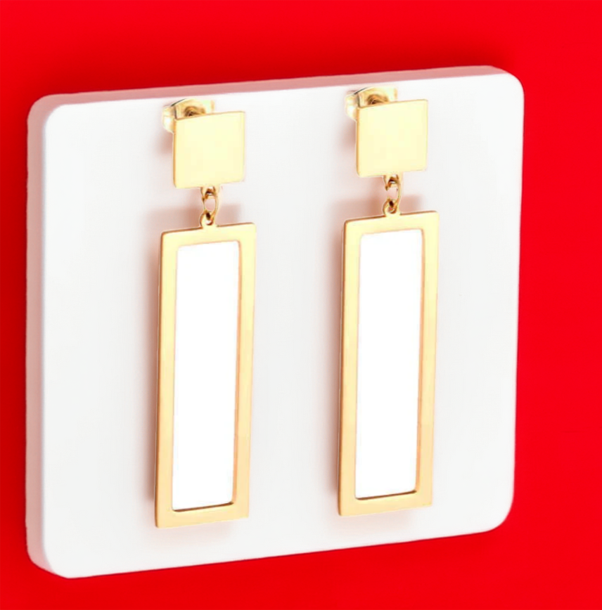 Drop Earrings Jewelry Geometric Rectangle Long Dangle Stainless Steel Earring - GoodiesRus