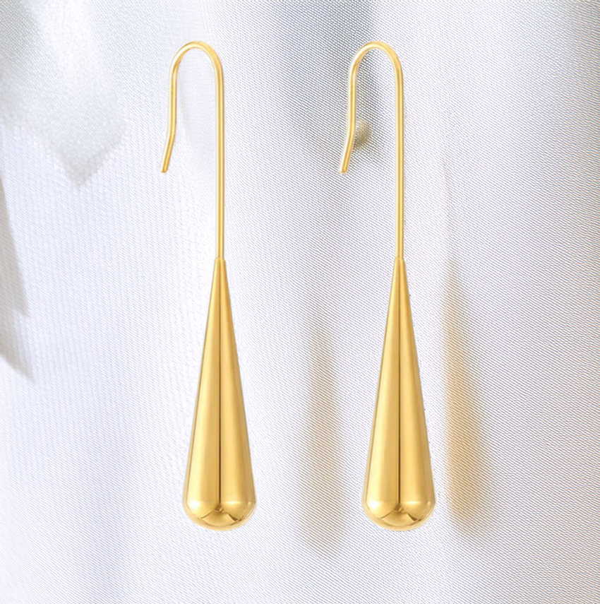 Simple stainless steel drop earrings -Hypoallergenic, tainless steel +18K Gold / 18K Rose gold plated - GoodiesRus