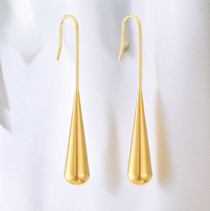 Simple stainless steel drop earrings -Hypoallergenic, tainless steel +18K Gold / 18K Rose gold plated - GoodiesRus