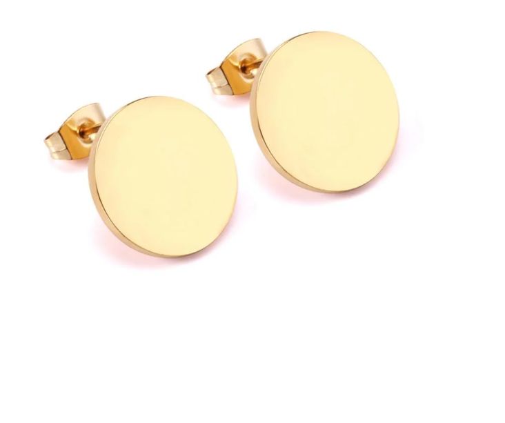 Simple Style Gold Color Round Shape Stainless Steel Stud Earrings-Stainless steel +18K Gold / 18K Rose gold plated - GoodiesRus