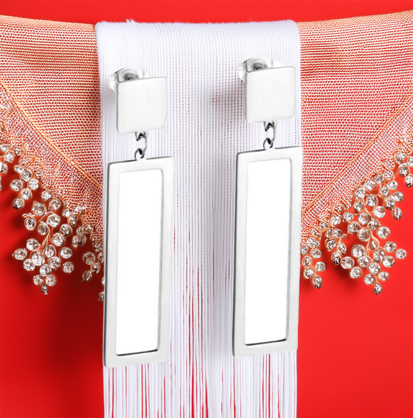 Drop Earrings Jewelry Geometric Rectangle Long Dangle Stainless Steel Earring - GoodiesRus