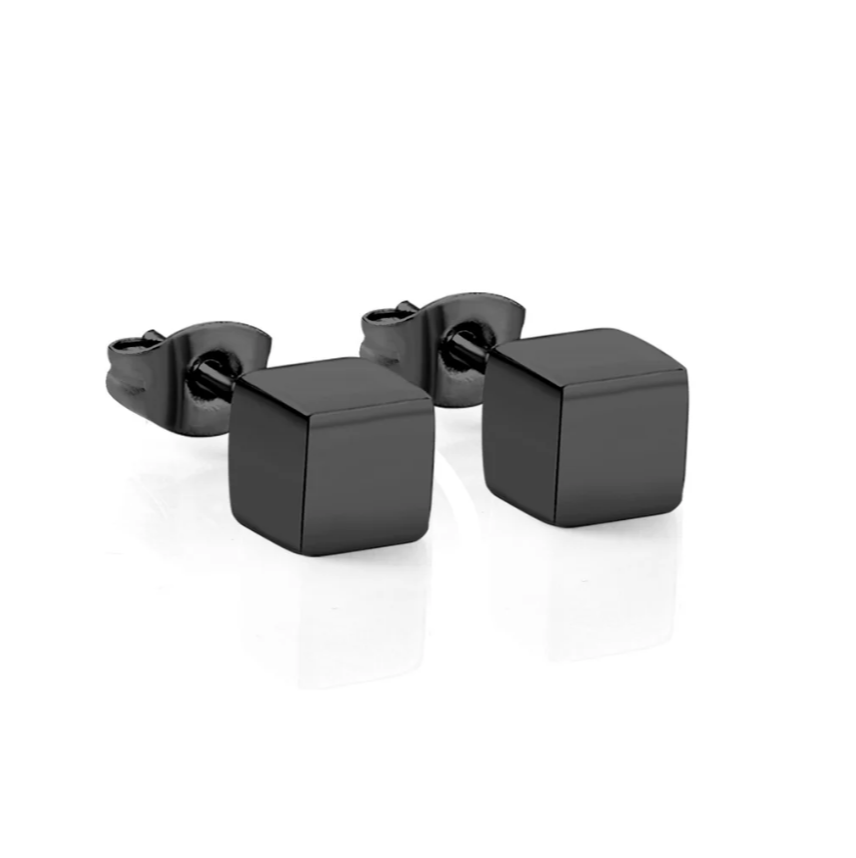 Trendy Square Earrings Smooth Cube Stud  Stainless Steel Earring-+18K Gold / 18K Rose gold plated - GoodiesRus